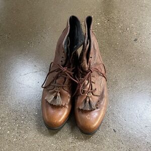 Ariat Riding Boots Womens Size 7 Brown Leather Ankle Lace Up Tassel Equestrian